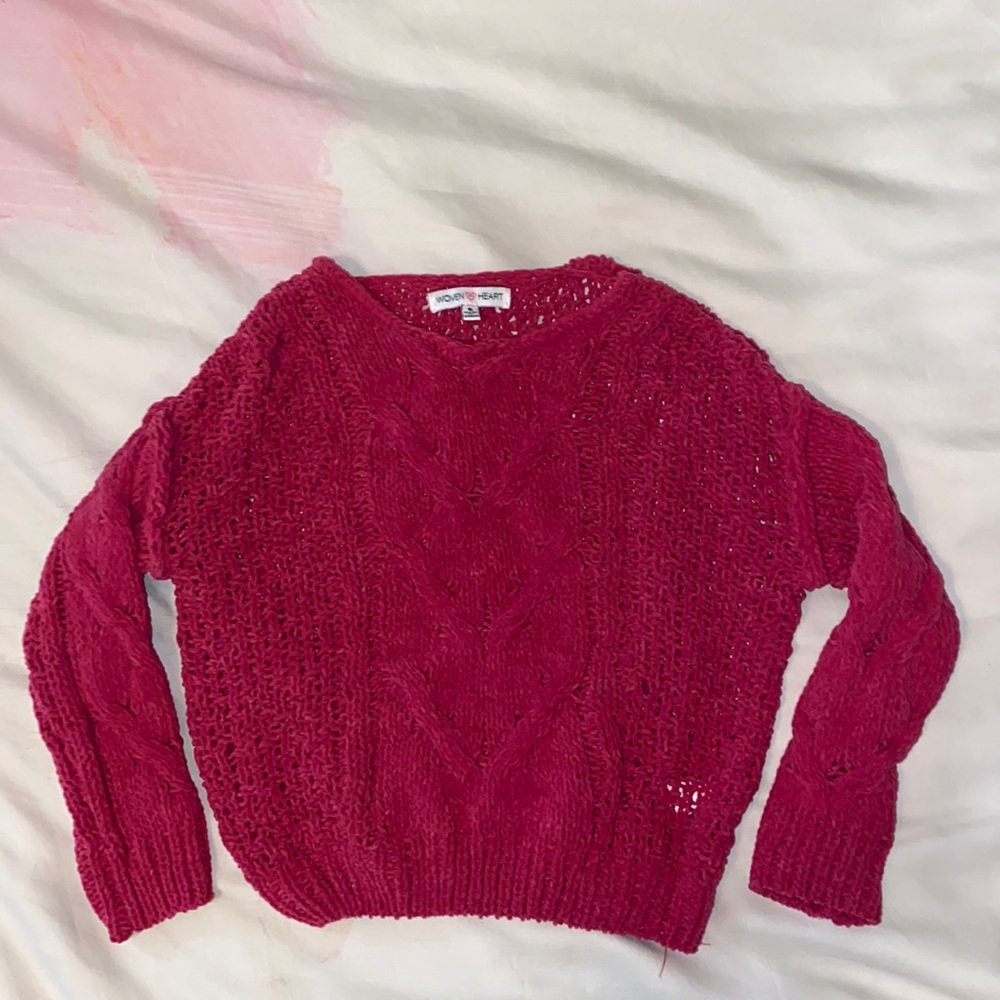 Woven Heart Knitted Sweater Girls Size 6